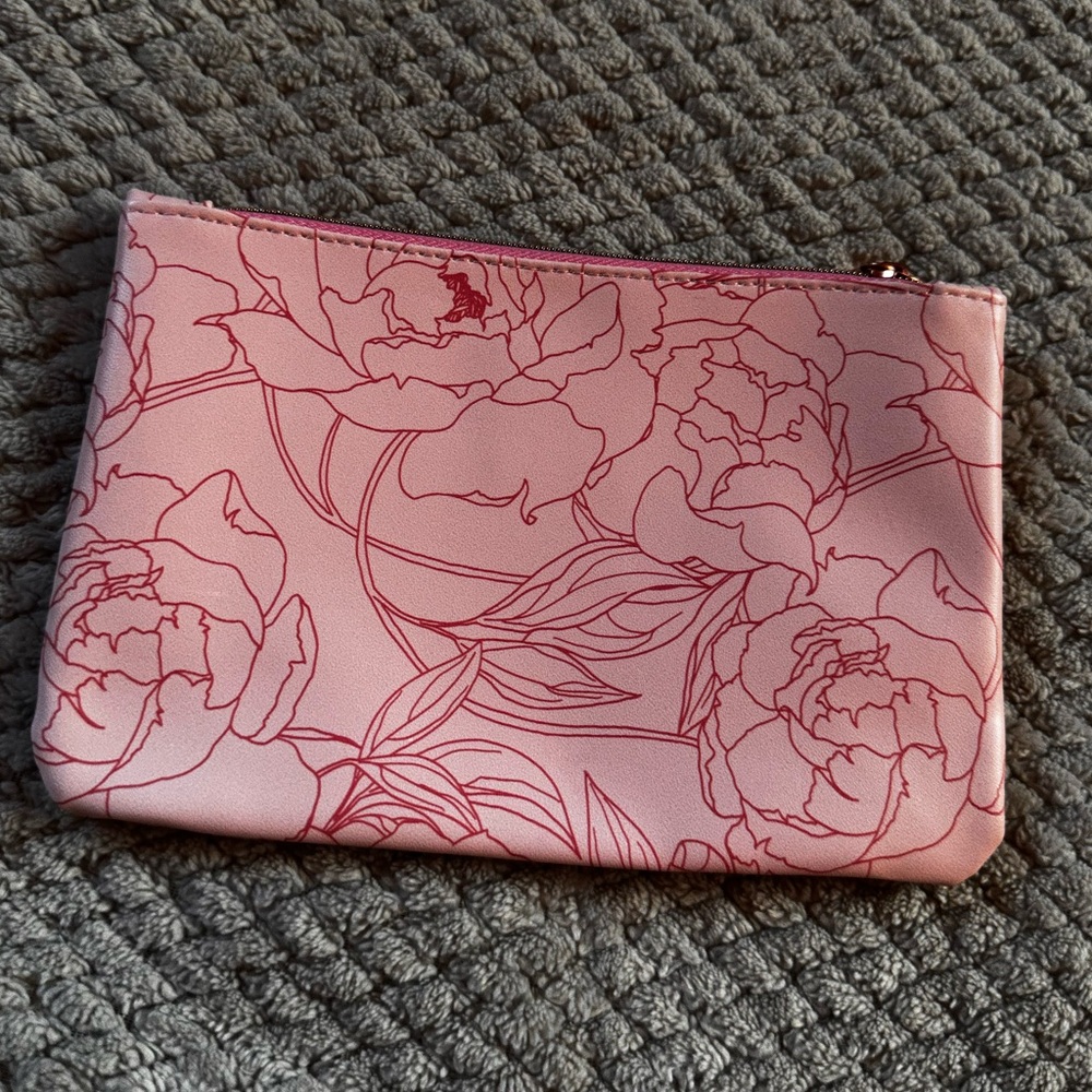 NEW Ipsy Floral Rose Pink Small Cosmetic Bag
